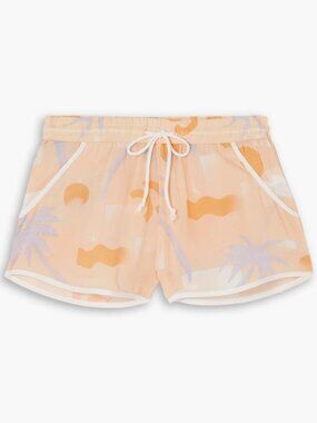 PARADISED Hanna Printed Voile Shorts in Pastel Orange Size Small Brand New NWT